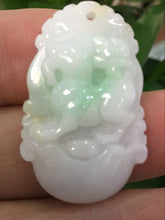 Load image into Gallery viewer, 10% OFF- Certified Natural Oily Light Green Jadeite Emerald A*Jade HandCarved Dog Pendant 1335