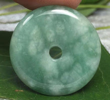 Load image into Gallery viewer, 10% OFF- Certified Natural Jadeite Emerald A*Jade HandCarved Safety Circle Donut Pendant 0051
