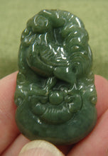 Load image into Gallery viewer, 10% OFF- Certified Natural Oily Green Jadeite Emerald A*Jade HandCarved Rooster鸡 Pendant 2633