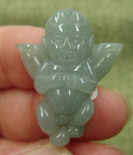 Load image into Gallery viewer, 10% OFF- Certified Natural Oily Green Jadeite Emerald A*Jade HandCarved Lovely Cherub Pendant C7423