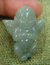 Load image into Gallery viewer, 10% OFF- Certified Natural Oily Green Jadeite Emerald A*Jade HandCarved Lovely Cherub Pendant C7423