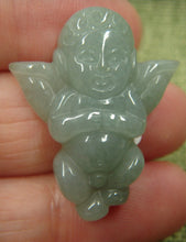 Load image into Gallery viewer, 10% OFF- Certified Natural Oily Green Jadeite Emerald A*Jade HandCarved Lovely Cherub Pendant C7423