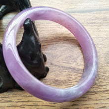 Load image into Gallery viewer, 10% OFF- 58/59/60mm Certified Natural Lavender Jadeite Emerald A*Jade HandCarved Bangle H109