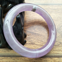 Load image into Gallery viewer, 10% OFF- 57/58/59mm Certified Natural Lavender Jadeite Emerald A*Jade HandCarved Bangle A502