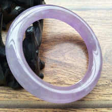 Load image into Gallery viewer, 10% OFF- 57/58/59mm Certified Natural Lavender Jadeite Emerald A*Jade HandCarved Bangle A502
