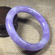 Load image into Gallery viewer, 10% OFF- 56/57/58mm Certified Natural Lavender Jadeite Emerald A*Jade HandCarved Bangle L101