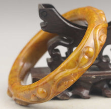 Load image into Gallery viewer, 10% OFF- 63/64/65mm Certified Natural Yellow Red Jadeite Emerald A*Jade Intaglio HandCarved Bangle A1940
