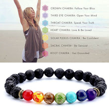Load image into Gallery viewer, 190 mm/7.5 in-Certified Natural 7 Chakra Healing Lava Jade Beads Stretchy Diffuser Bracelet Jewelry HI