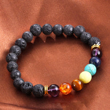 Load image into Gallery viewer, 190 mm/7.5 in-Certified Natural 7 Chakra Healing Lava Jade Beads Stretchy Diffuser Bracelet Jewelry HI