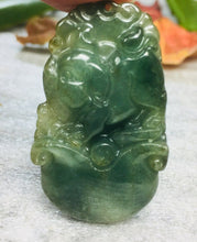 Load image into Gallery viewer, 10% OFF- Certified Natural Oily Green Jadeite Emerald A*Jade HandCarved Pig Ruyi Pendant 0310