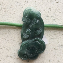 Load image into Gallery viewer, 10% OFF- Certified Natural Oily Green Jadeite Emerald A*Jade HandCarved PiXiu Ruyi Pendant 貔貅 0129