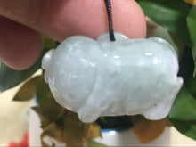 Load image into Gallery viewer, 10% OFF- Certified Natural Icy Jadeite Emerald A*Jade HandCarved Piggy 小猪 Pendant 2518