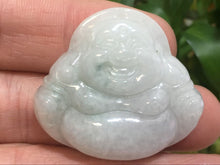 Load image into Gallery viewer, 10% OFF- Certified Natural Icy Jadeite Emerald A*Jade HandCarved Pendant Happy Buddha God 开心佛公1365