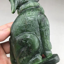 Load image into Gallery viewer, 4.74in H-Chinese Genuine Natural Green Jasper Jade HandCarved Dog Statue