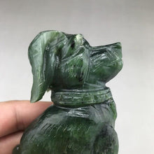 Load image into Gallery viewer, 4.74in H-Chinese Genuine Natural Green Jasper Jade HandCarved Dog Statue