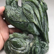 Load image into Gallery viewer, 6.30in H, 2.45 lbs-Chinese Genuine Natural Green Jasper Jade HandCarved Rooster Statue
