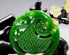Load image into Gallery viewer, 10% OFF- Certified Natural Jadeite Emerald A*Jade HandCarved Dragon-Phoenix Pendant