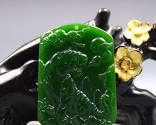 Load image into Gallery viewer, 10% OFF- Certified Natural Jadeite Emerald A*Jade HandCarved Tiger Pendant