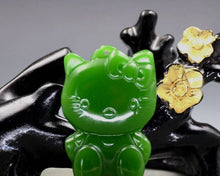 Load image into Gallery viewer, 10% OFF- Certified Natural Jadeite Emerald A*Jade HandCarved Kitten Pendant