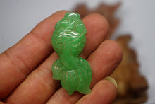 Load image into Gallery viewer, 10% OFF- Certified Natural Jadeite Emerald A*Jade HandCarved Gold Fish Pendant XB-281