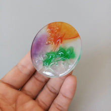 Load image into Gallery viewer, 10% OFF- Certified Natural 3 Color Icy Jadeite Emerald A*Jade HandCarved Flower Pendant A1940