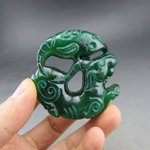 Load image into Gallery viewer, 10% OFF- Certified Natural Jadeite Emerald A*Jade HandCarved Hongshan Culture Beast Pendant S918