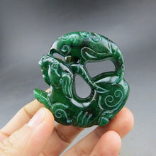 Load image into Gallery viewer, 10% OFF- Certified Natural Jadeite Emerald A*Jade HandCarved Hongshan Culture Beast Pendant S918