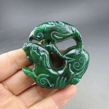 Load image into Gallery viewer, 10% OFF- Certified Natural Jadeite Emerald A*Jade HandCarved Hongshan Culture Beast Pendant S918