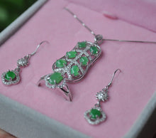 Load image into Gallery viewer, 10% OFF- Certified Natural Jadeite Emerald A*Jade HandCarved Pendant~ 1 Set of Three Pieces 925 Silver（Free size）