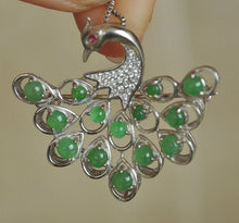 Load image into Gallery viewer, 10% OFF- Certified Natural Jadeite Emerald A*Jade HandCarved Pendant~ 925 Silver Brooch (double use)