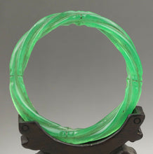 Load image into Gallery viewer, 10% OFF- 63/64/65mm Certified China Natural Green Jadeite Emerald A*Jade HandCaved Lucky Bangle NO.G366