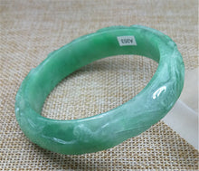 Load image into Gallery viewer, 10% OFF- 57/58/59mm Certified Natural Jadeite Emerald A*Jade HandCarved Dragon Bangle A353