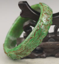 Load image into Gallery viewer, 10% OFF- 60/61/62 mm Certified Natural Green Jadeite Emerald A*Jade HandCarved Bangle A1940