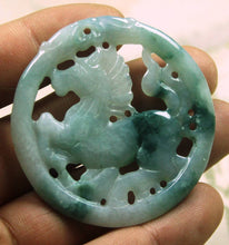 Load image into Gallery viewer, 10% OFF- Certified Natural Jadeite Emerald A*Jade HandCarved Horse 马到成功 Pendant B126H