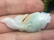 Load image into Gallery viewer, 10% OFF- Certified Natural Jadeite Emerald A*Jade HandCarved Gold Fish Pendant X2137