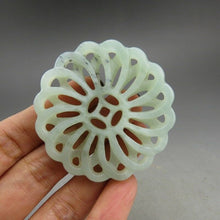 Load image into Gallery viewer, 10% OFF- Certified Natural Jadeite Emerald A*Jade HandCarved Hongshan Culture flower Pendant A108