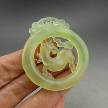 Load image into Gallery viewer, 10% OFF- Certified Natural Jadeite Emerald A*Jade HandCarved Hongshan Culture Horse Pendant A169