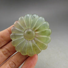 Load image into Gallery viewer, 10% OFF- Certified Natural Jadeite Emerald A*Jade HandCarved Hongshan Culture flower Pendant A96