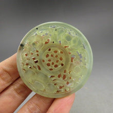Load image into Gallery viewer, 10% OFF- Certified Natural Jadeite Emerald A*Jade HandCarved Hongshan Culture Ruyi flower Pendant A11