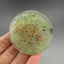 Load image into Gallery viewer, 10% OFF- Certified Natural Jadeite Emerald A*Jade HandCarved Hongshan Culture Ruyi flower Pendant A11