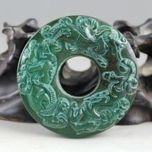 Load image into Gallery viewer, 10% OFF- Certified Natural Green Jadeite Emerald A*Jade HandCarved Hongshan Culture Beast Noble Pendant 0745