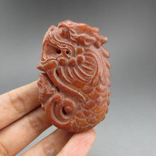 Load image into Gallery viewer, 10% OFF- Certified Natural Red Jadeite Emerald A*Jade HandCarved Hongshan Culture Dragon Fish Pendant A198