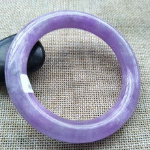 Load image into Gallery viewer, 10% OFF- 55/56/57mm Certified Natural Lavender Jadeite Emerald A*Jade HandCarved Bangle H519