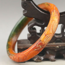 Load image into Gallery viewer, 10% OFF- 58/59/60mm Certified Natural 3 Color Jadeite Emerald A*Jade HandCarved Dragon Bangle NO.G329
