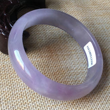 Load image into Gallery viewer, 10% OFF- 55/56/57mm Certified Natural Lavender Jadeite Emerald A*Jade HandCarved Bangle HA3104