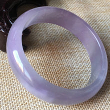 Load image into Gallery viewer, 10% OFF- 55/56/57mm Certified Natural Lavender Jadeite Emerald A*Jade HandCarved Bangle HA3104