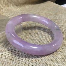 Load image into Gallery viewer, 10% OFF- 55/56/57mm Certified Natural Lavender Jadeite Emerald A*Jade HandCarved Bangle HA2120