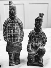 Load image into Gallery viewer, 5 Piece Set of Chinese Terracotta Warriors Antique Genuine Natural Black Stone HandCarved Statues
