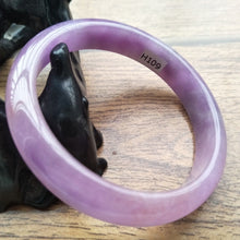 Load image into Gallery viewer, 10% OFF- 58/59/60mm Certified Natural Lavender Jadeite Emerald A*Jade HandCarved Bangle H109