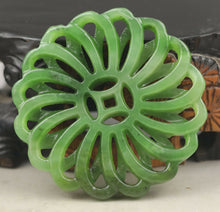 Load image into Gallery viewer, 10% OFF- Certified Natural Jadeite Emerald A*Jade HandCarved Hongshan Culture flower Pendant NO.G304
